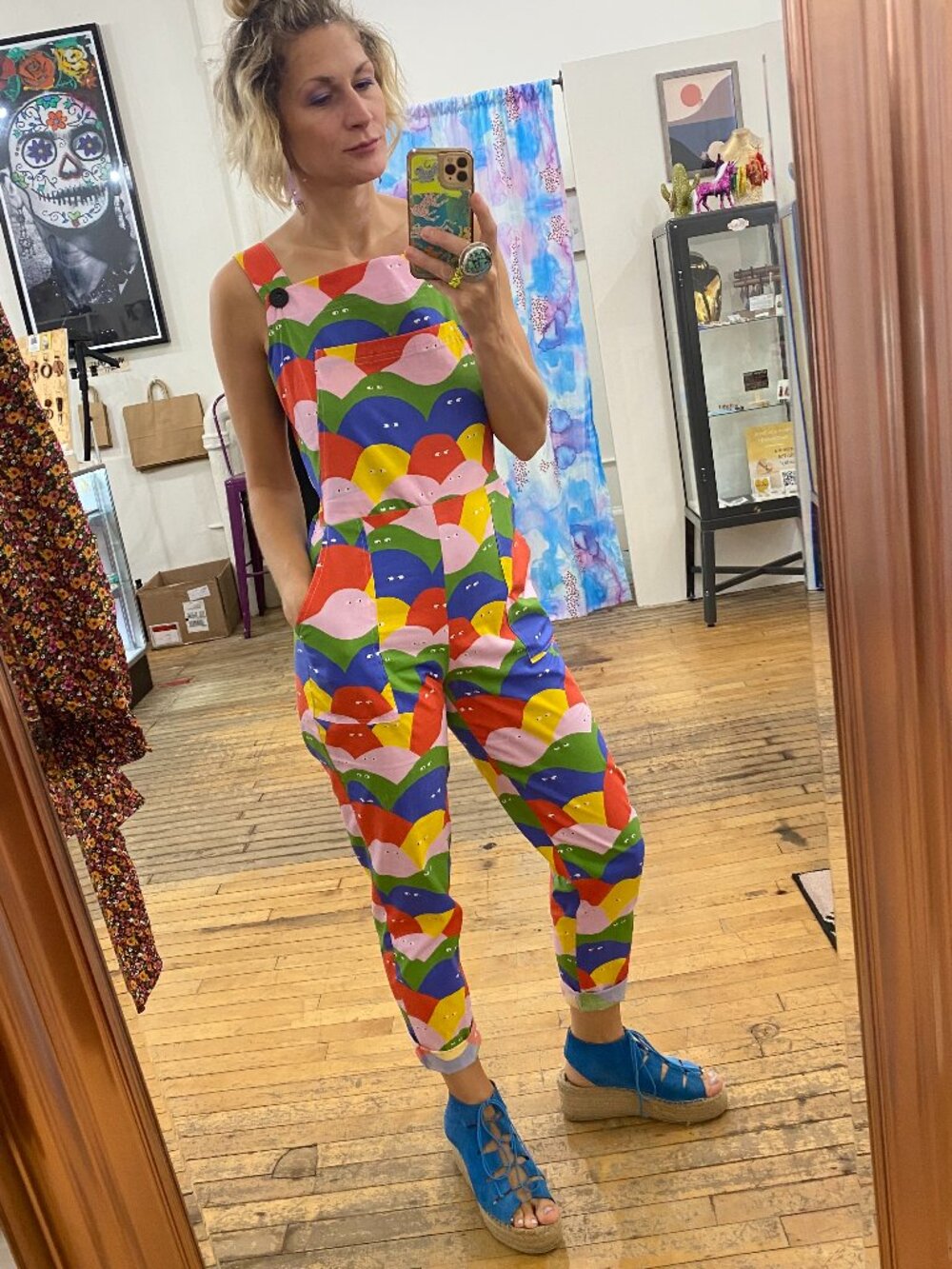 Nooworks Rainbow Lumps Overalls Size Small